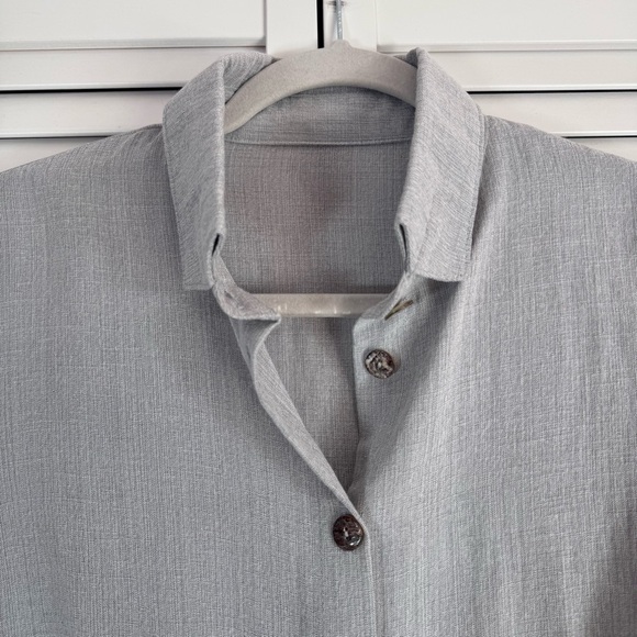 Fridaze Linen Button Up Long Sleeve Tunic Shirt Top Gray Lagenlook Size Small - Picture 5 of 7